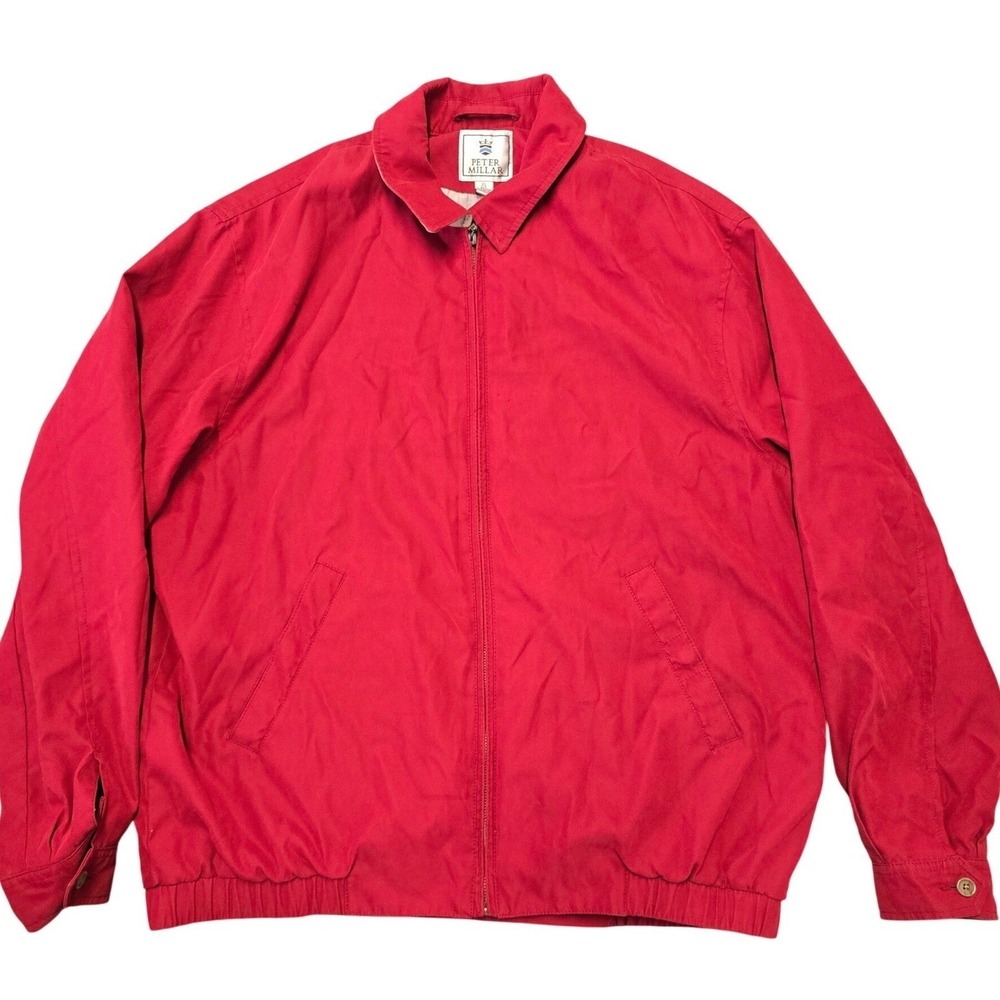 Peter Millar Red Full Zip Jacket Men XL Lightweight Golf Casual Coat - Picture 4 of 12